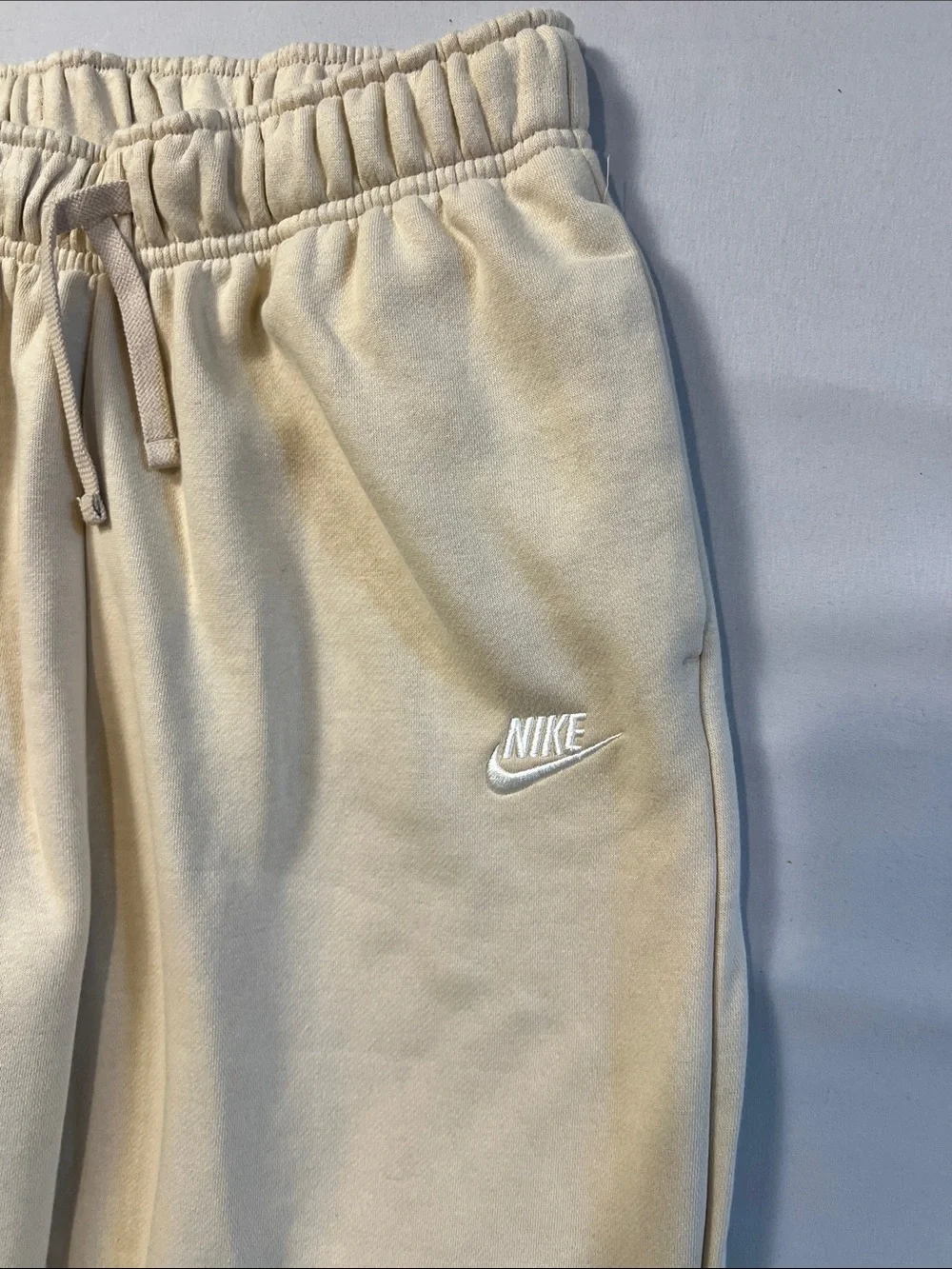 Nike Cream Track Pants - Women's Drawstring Joggers Oversized Fit Mid Rise